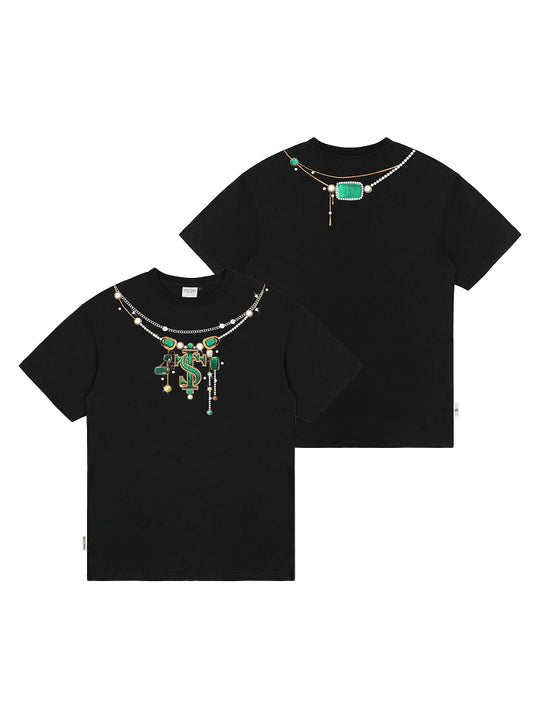 Small Town Kid 3D Digital Turquoise Pearl Necklace Print Tee | Face 3 Face