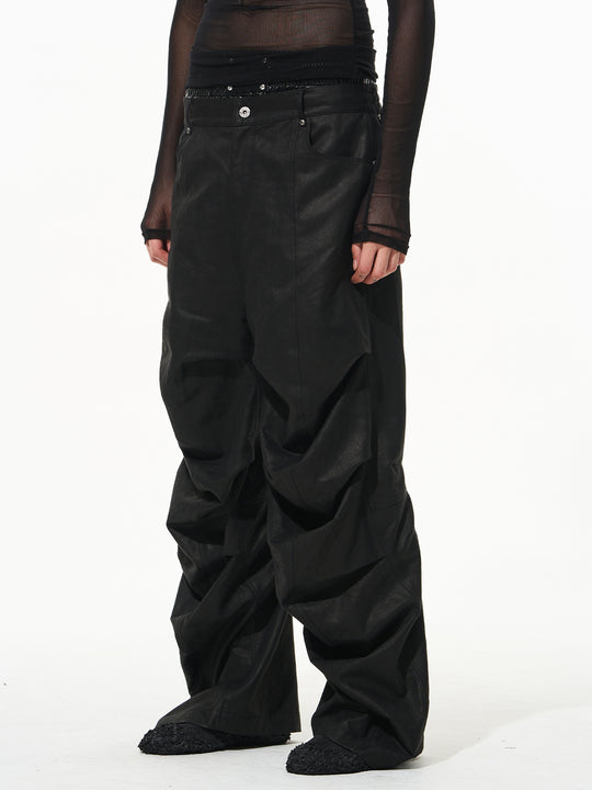 Streetwear baggy pants | Relaxed Draped Pleated Work Pants | Face 3 Face