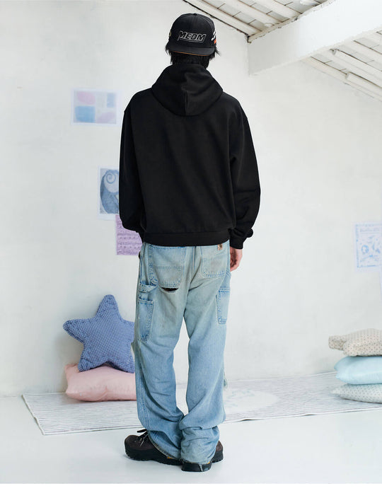 MEDM Leopard Hood Lining Star Patch Logo Hoodie