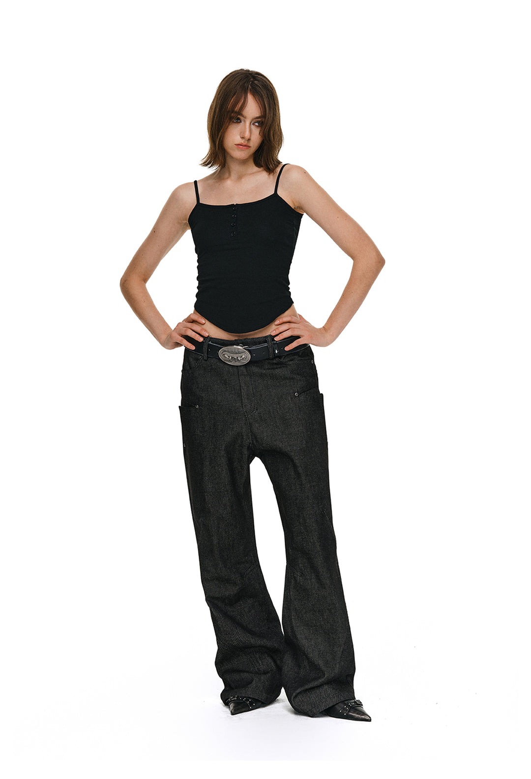 ANTIDOTE Studded Slash Pocket 3D Cut Jeans | Face 3 Face