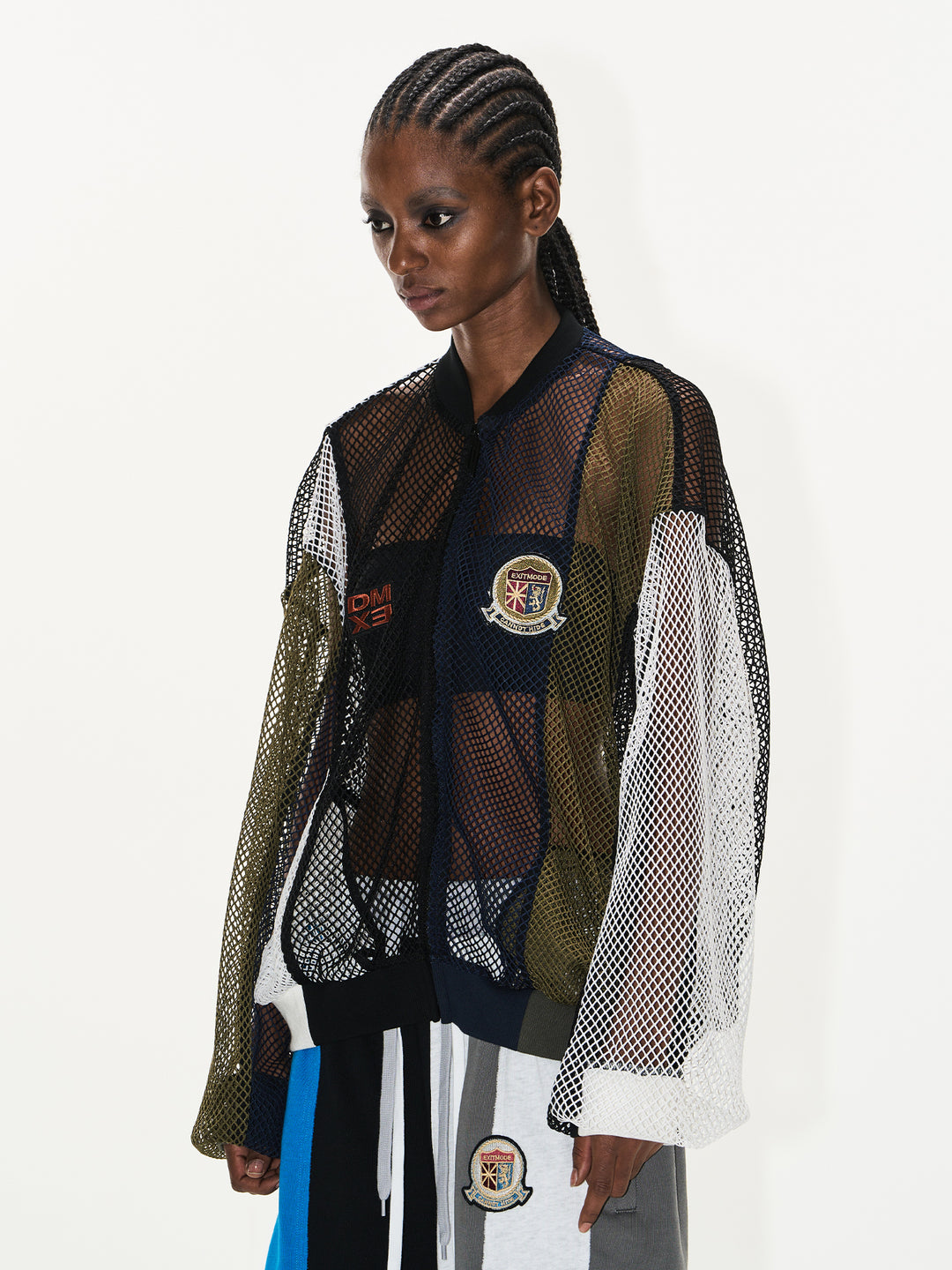 BLIND NO PLAN Colorblocked Mesh Embroidered Jersey Track Jacket | Face 3 Face