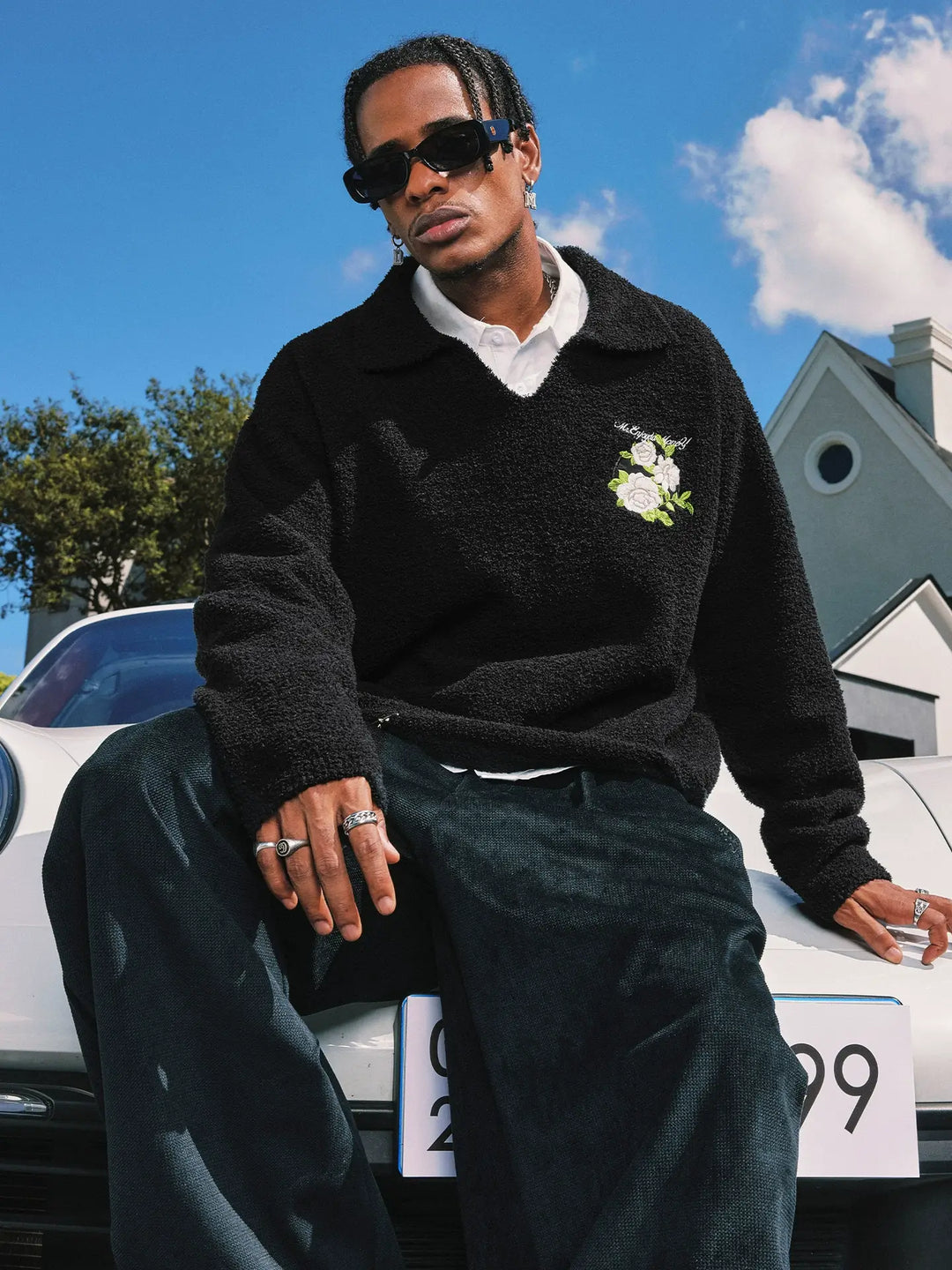 MEDM Coral Fleece Knit Long Sleeve Polo | Face 3 Face