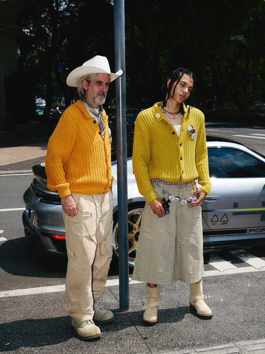 STEEPC Vintage Button Badge Knit Cardigan | Face 3 Face