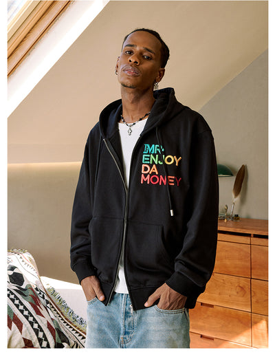 MEDM Rainbow Letter Zip Up Hoodie | Face 3 Face