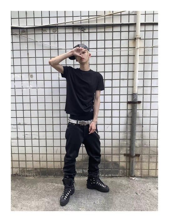 KARMANISTIC Waxed Black Jeans | Face 3 Face