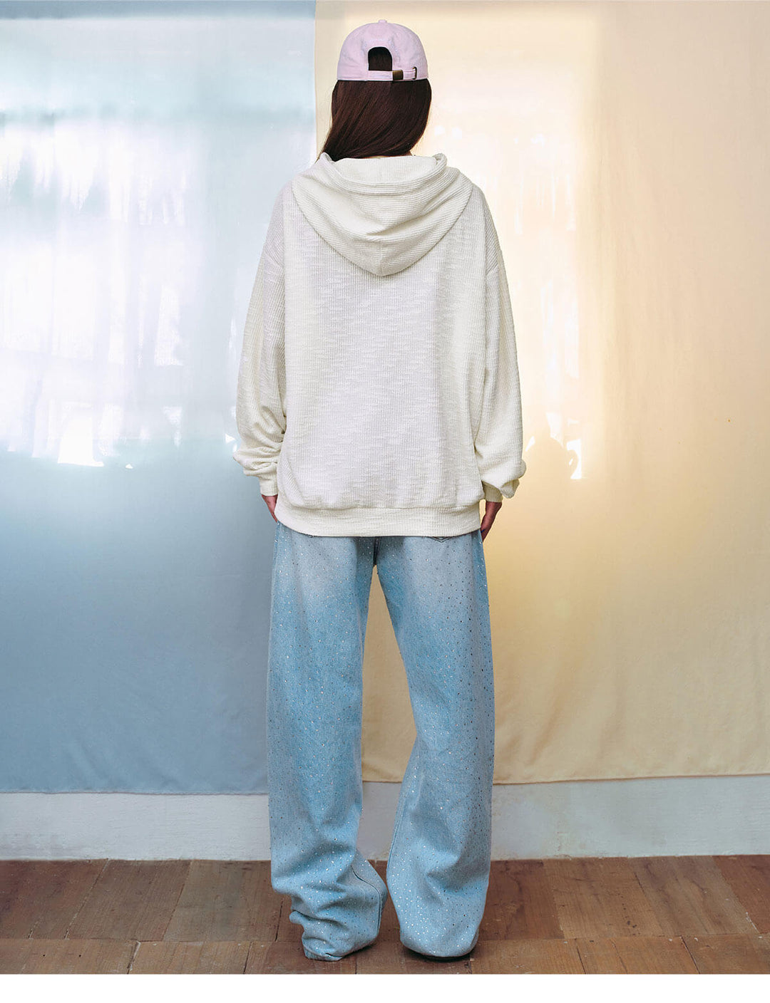 MEDM Star Logo Print Waffle Knit Hoodie | Face 3 Face