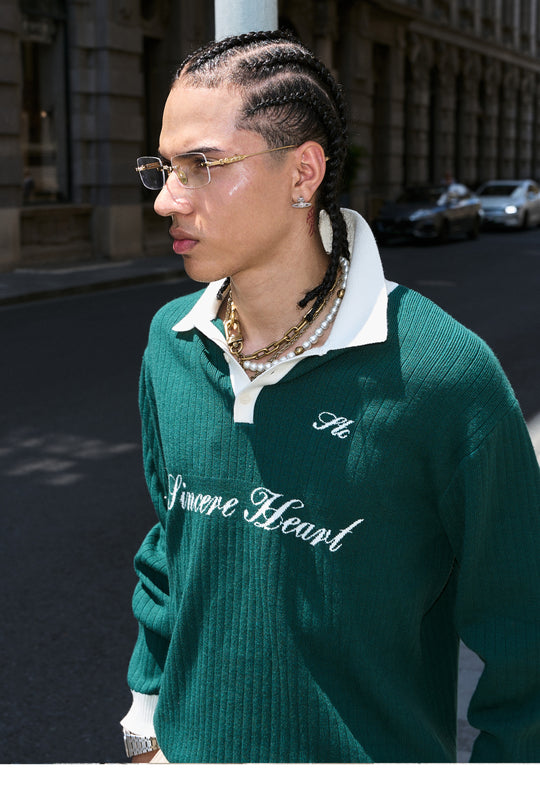 STEEPC Contrast Lapel Polo Knit Sweater | Face 3 Face