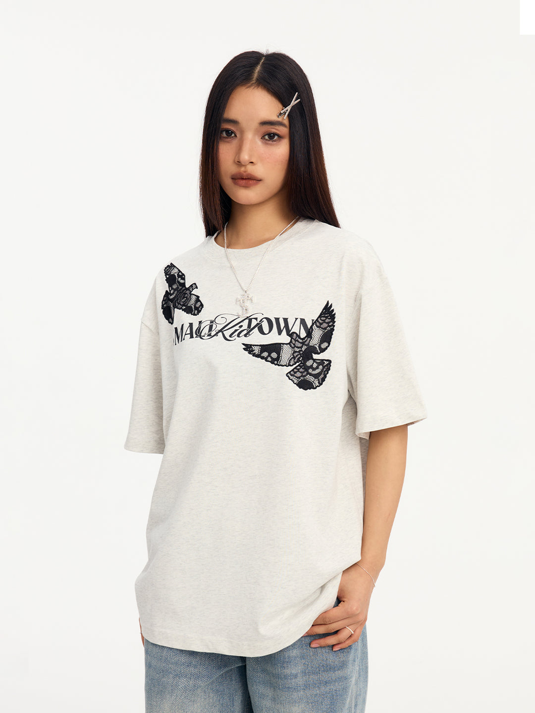 Small Town Kid Lace Embroidery Peace Dove Tee | Face 3 Face