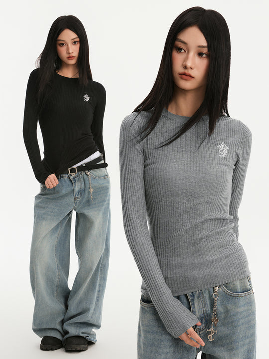 Small Town Kid Basic Slim Fit Thermal Knit Sweater | Face 3 Face