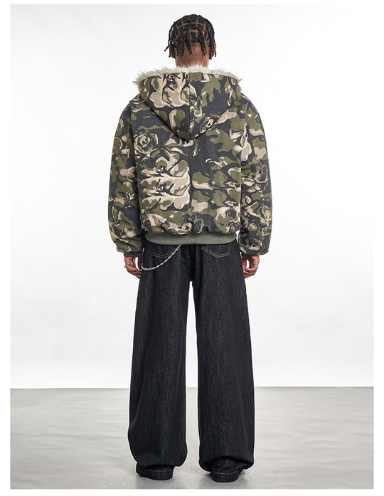 F3F Select Fur Lining Camouflage Hoodie Work Jacket | Face 3 Face