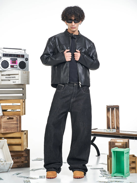 F3F Select Glossy PU Leather Racing Jacket | Face 3 Face