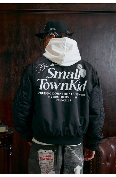 Small Town Kid Badge Logo MA-1 Bomber Jacket | Face 3 Face