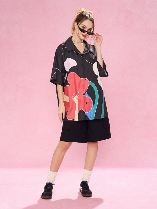 EMPTY REFERENCE Abstract Floral Short Sleeve Shirt