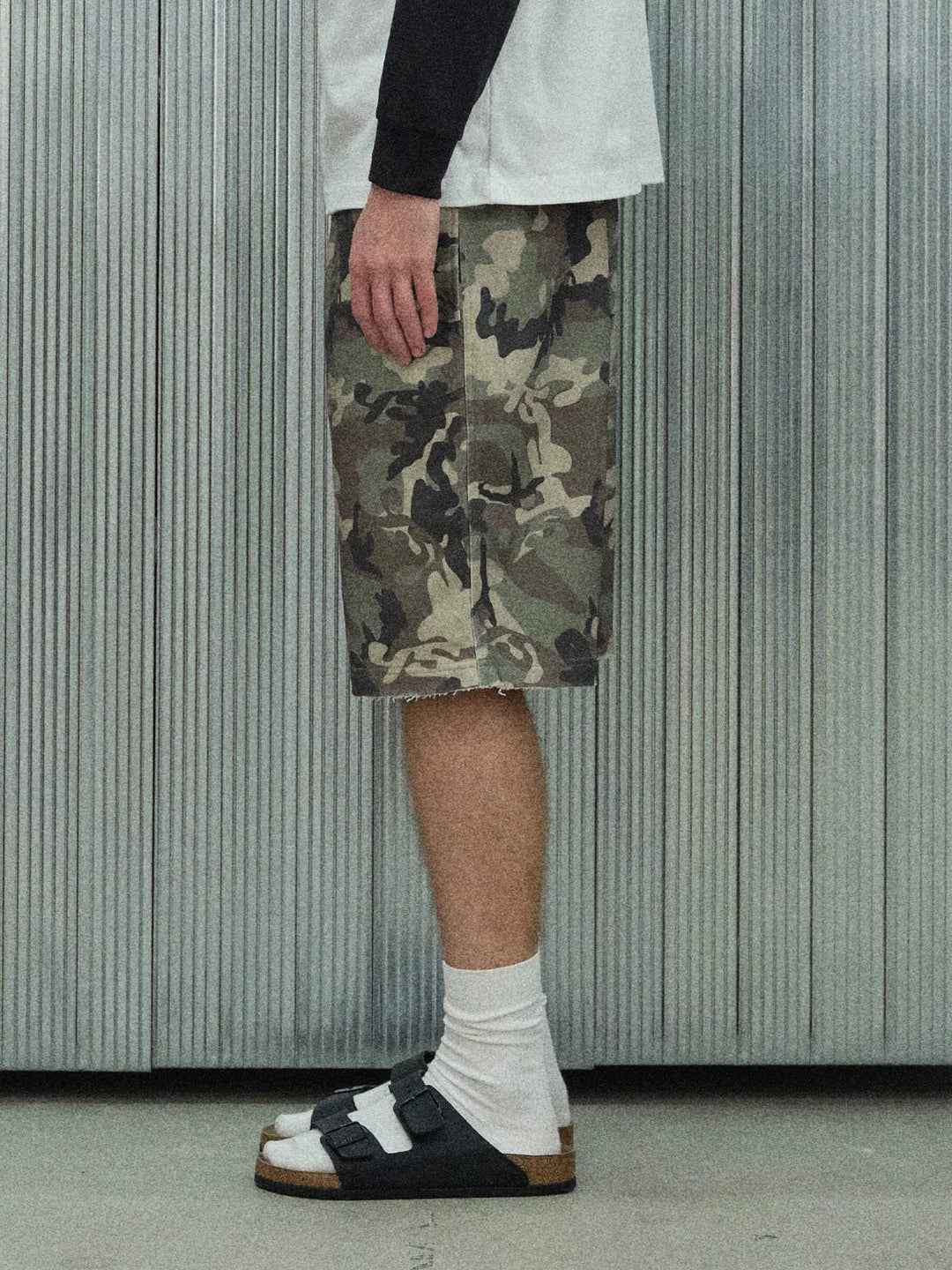 S45 Camouflage Cutoff Sweat Shorts | Face 3 Face