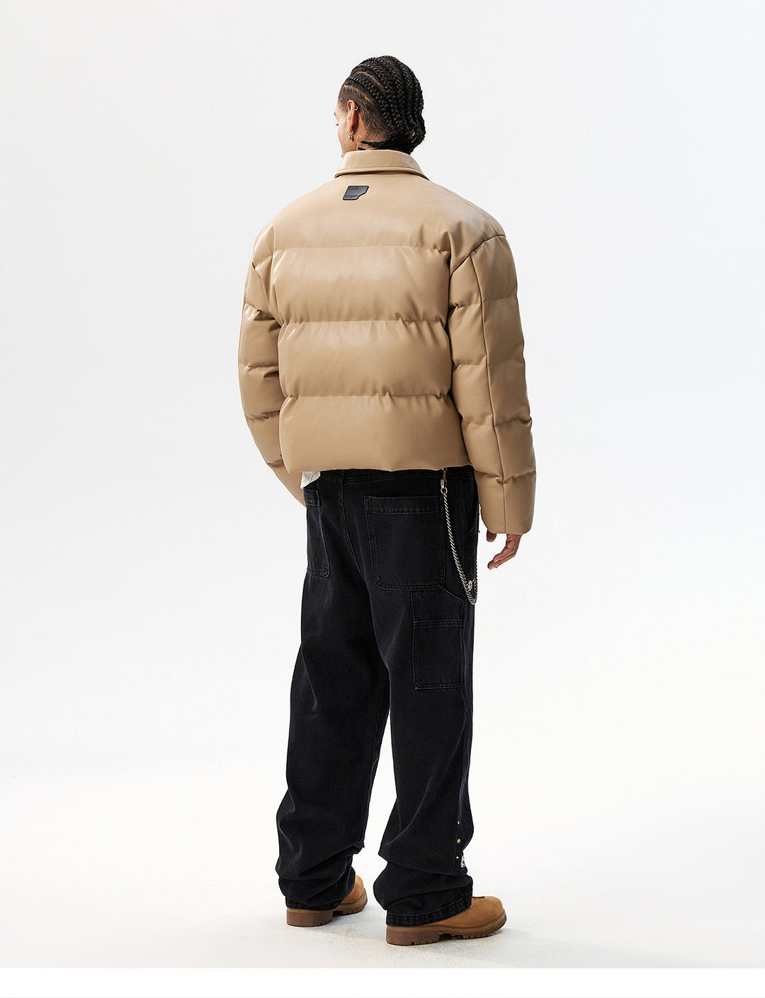 MEDM PU Leather 3D Embroidered Puffer Jacket | Face 3 Face