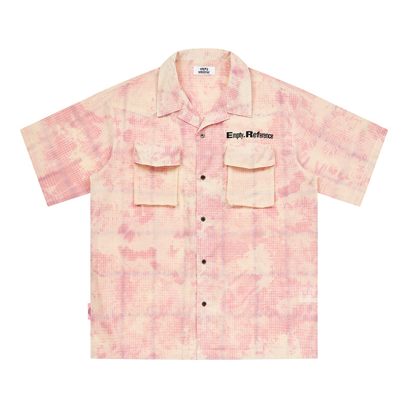 EMPTY REFERENCE 3D Pockets Plaid Short Sleeved Shirt