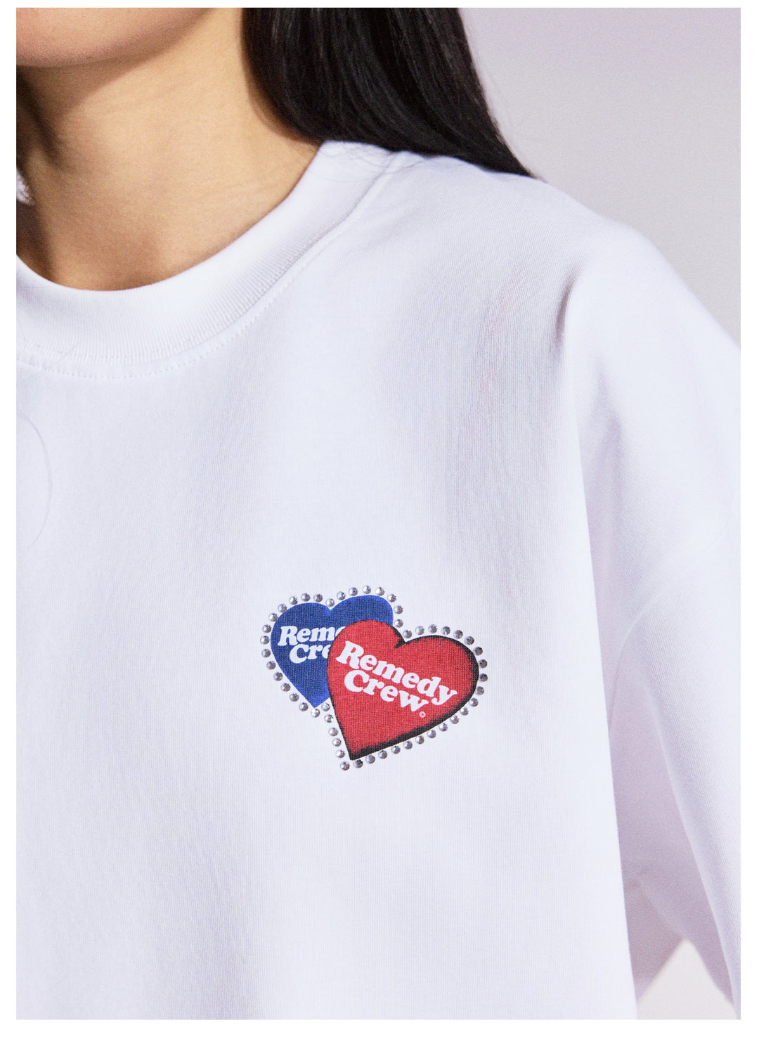 Remedy Blue and Red Love Heart Rhinestone Tee | Face 3 Face