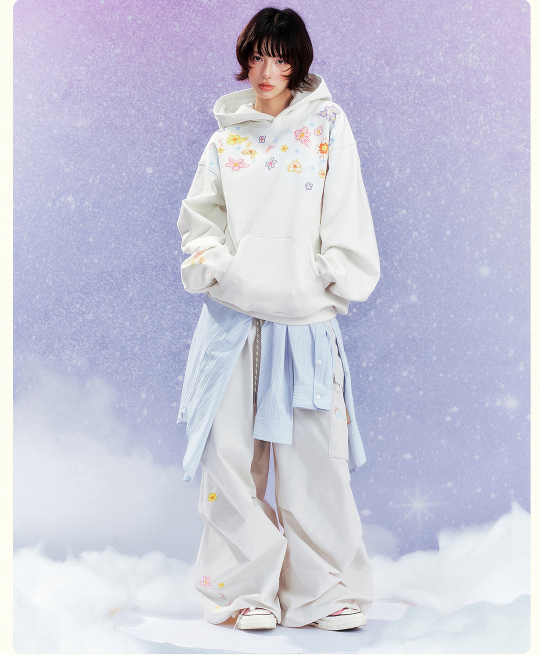 MEDM Graffiti Flower Print Hoodie | Face 3 Face