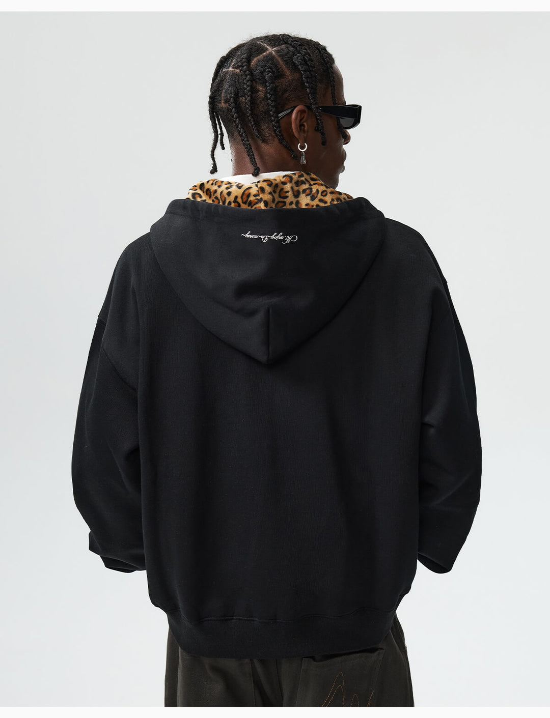 MEDM Leopard Faux Fur Layered Zip Up Hoodie | Face 3 Face