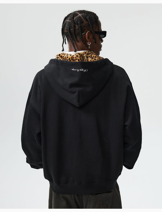 MEDM Leopard Faux Fur Layered Zip Up Hoodie | Face 3 Face