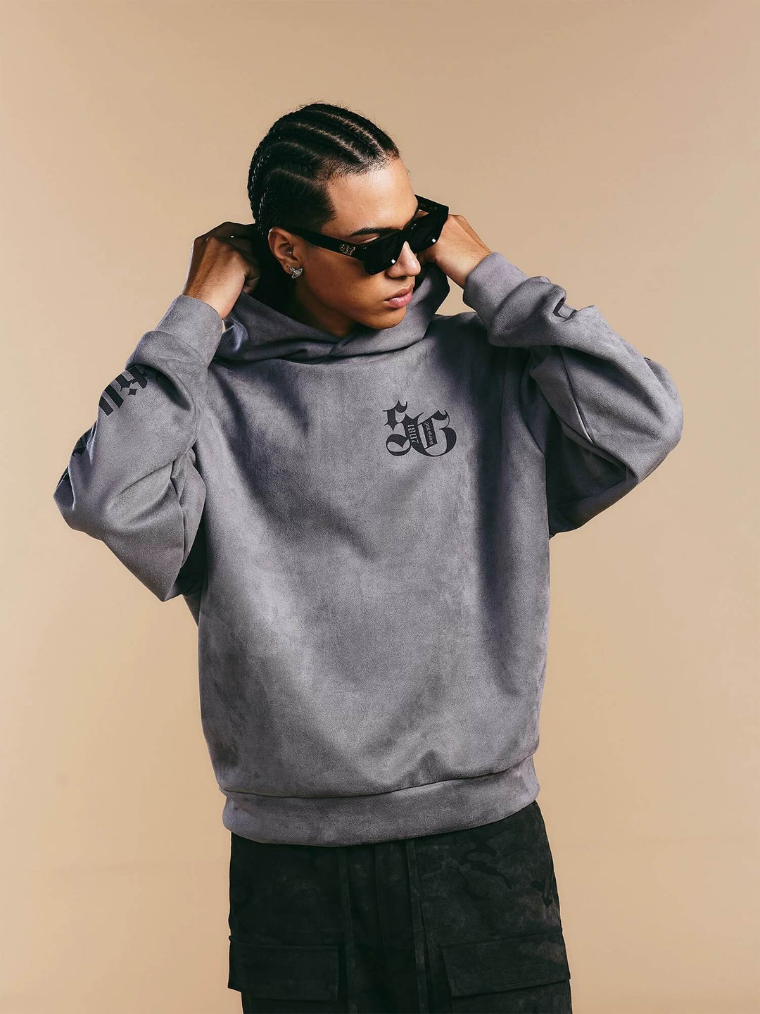 1807 Gothic Burnout Suede Hoodie | Face 3 Face