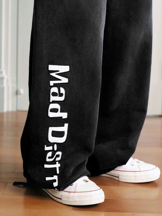 MEDM Embroidered Patch Washed Baggy Sweatpants | Face 3 Face