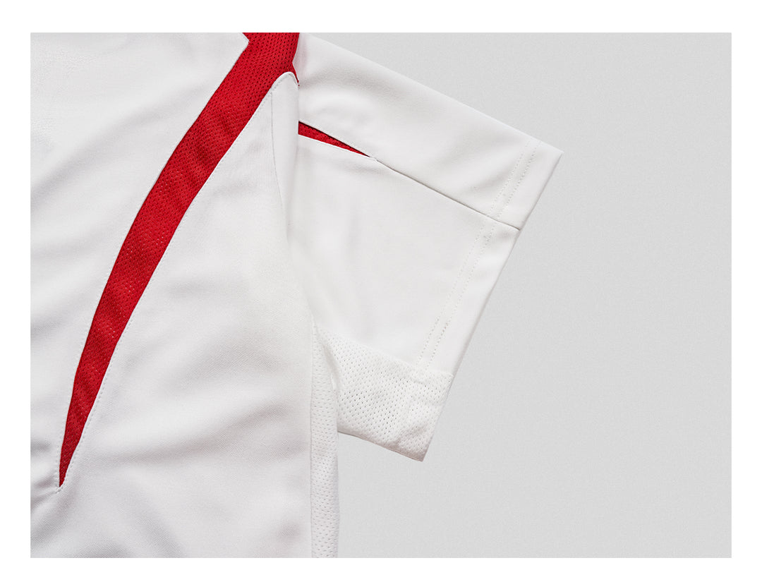 UNDERWATER White and Red Deconstructed Patchwork Embroidered Jersey Tee | Face 3 Face