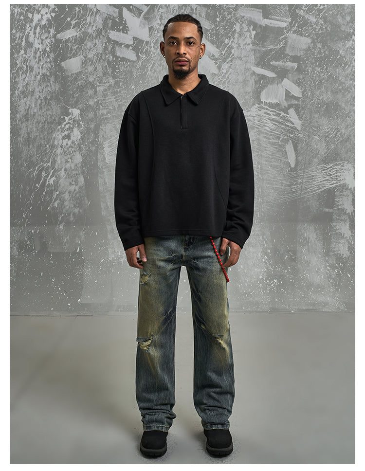 F3F Select Deconstructed Long Sleeve Polo sweatshirt | Face 3 Face