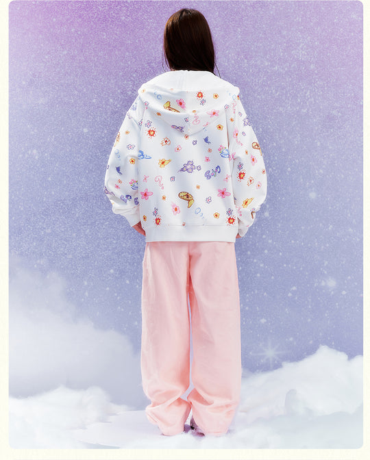 MEDM Graffiti Flower Full Print Zip Up Hoodie | Face 3 Face