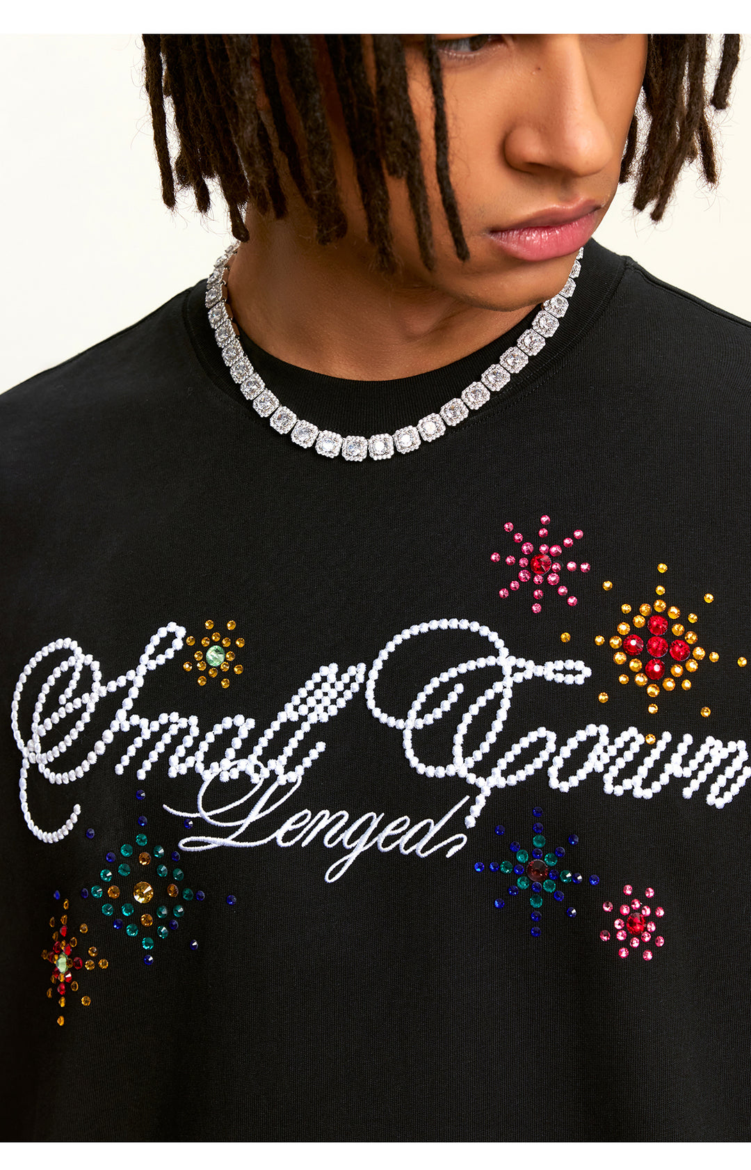 Small Town Kid Colorful Fireworks Rhinestone Tee | Face 3 Face