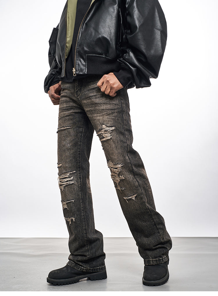 F3F Select Washed Black Gray Multi Hole Jeans | Face 3 Face