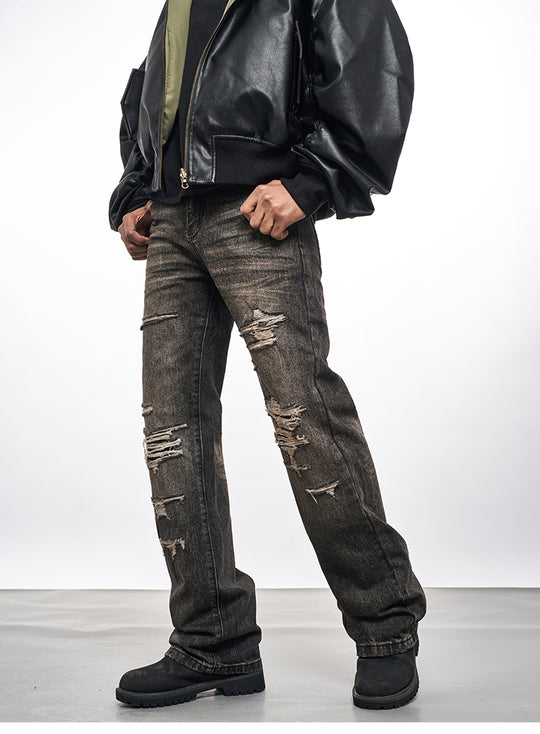 F3F Select Washed Black Gray Multi Hole Jeans | Face 3 Face