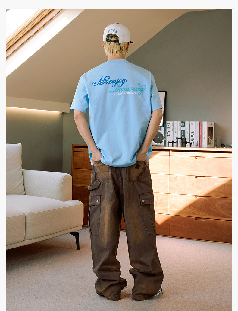 MEDM Fuzzy Embroidered Print Logo Tee | Face 3 Face