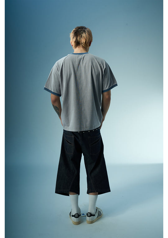 EVILKNIGHT(EK) Star Portrait with Contrast-Color Print Tee | Face 3 Face