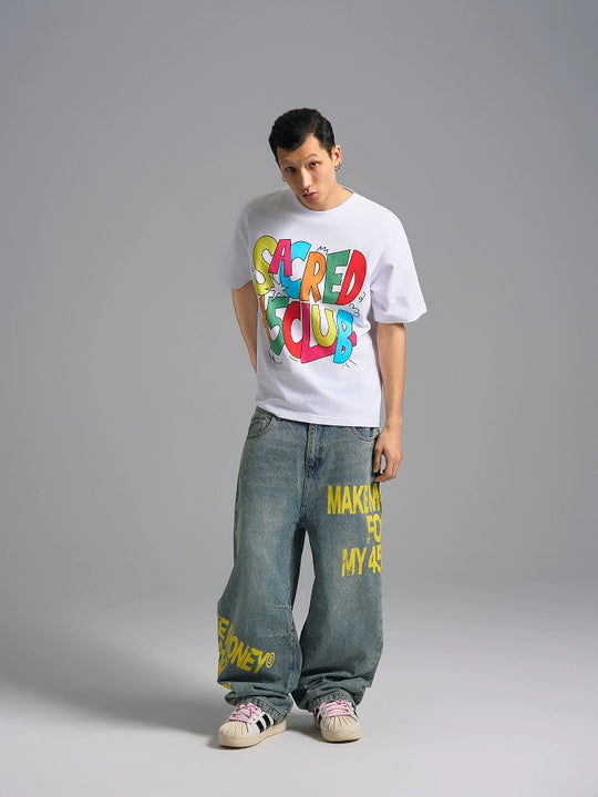 S45 Cartoon-Style Slogan Print Tee | Face 3 Face
