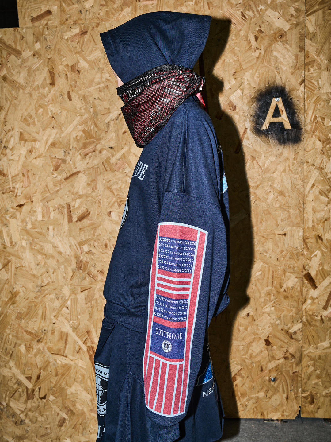 BLIND NO PLAN Reconstructed Printed Embroidered Hoodie | Face 3 Face