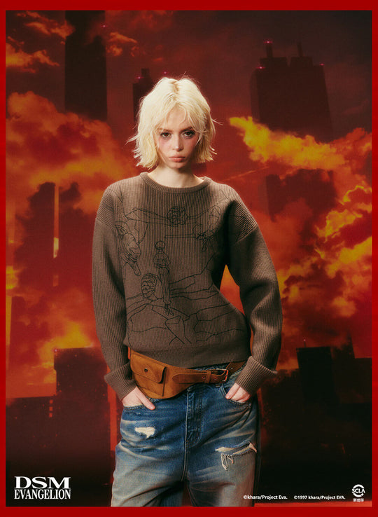 DSM x EVA Kaworu Inspired Print Knit Sweater | Face 3 Face