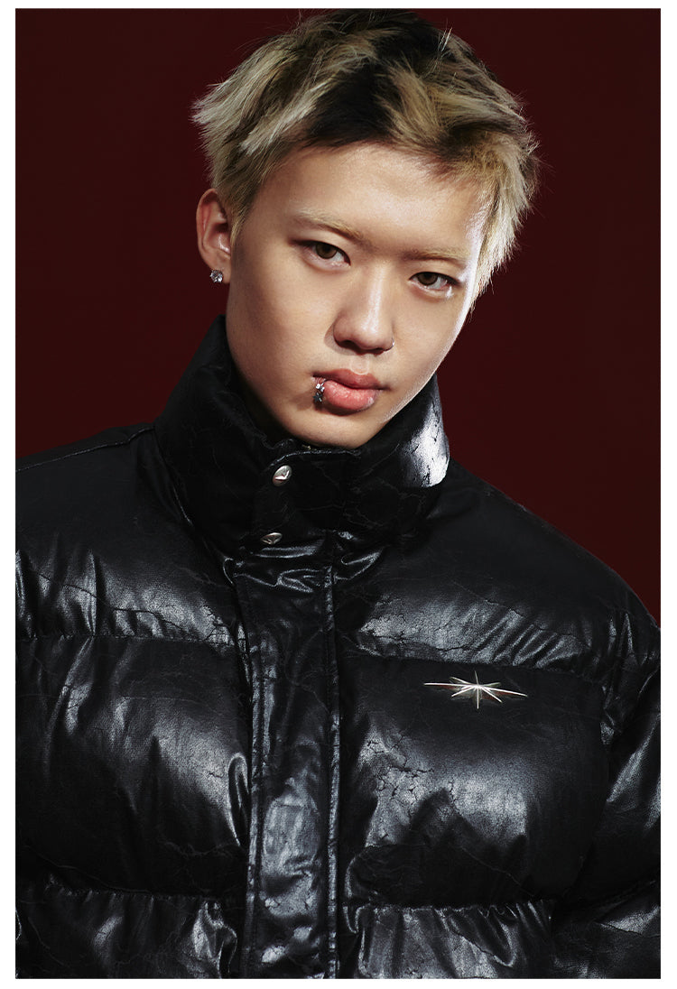 Remedy Cracked Design Puffer Jacket | Face 3 Face