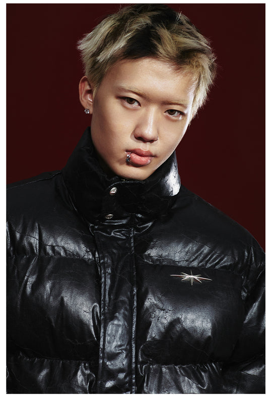 Remedy Cracked Design Puffer Jacket | Face 3 Face