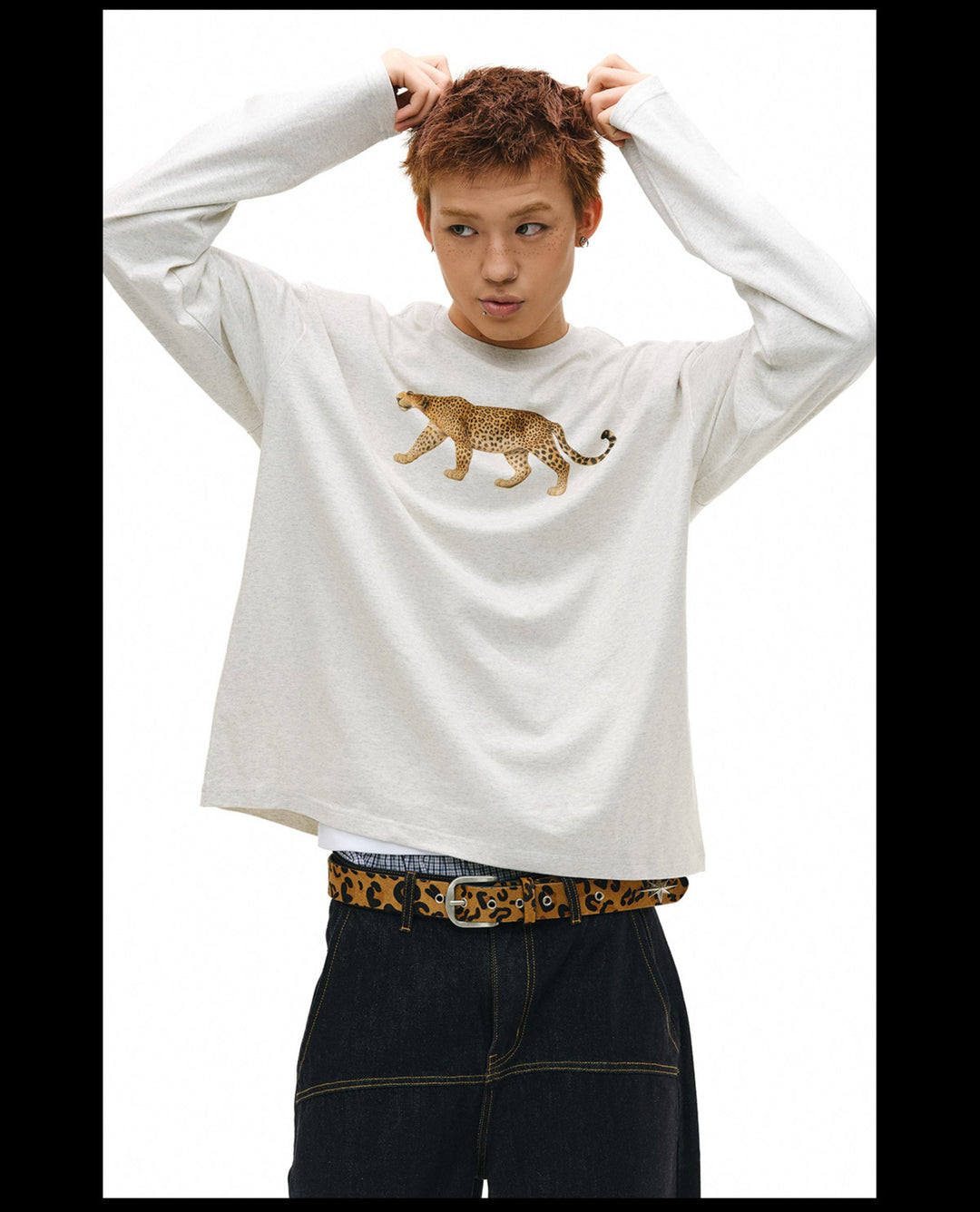 NOVACAM Leopard Digital Print Long Sleeve Tee | Face 3 Face