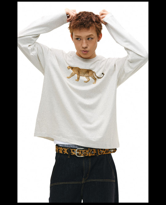 NOVACAM Leopard Digital Print Long Sleeve Tee | Face 3 Face