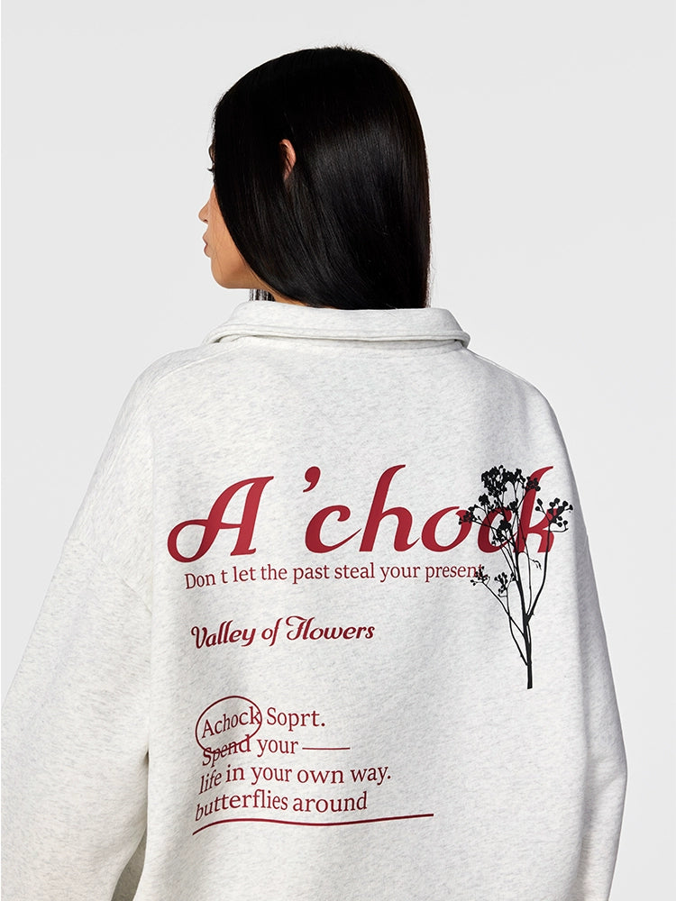 Achock Butterfly Patch Embroidered Half-Zip Sweatshirt | Face 3 Face