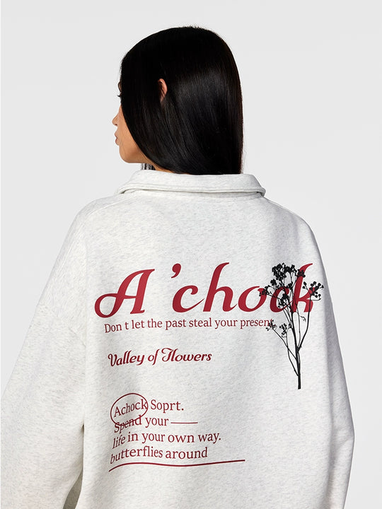 Achock Butterfly Patch Embroidered Half-Zip Sweatshirt | Face 3 Face