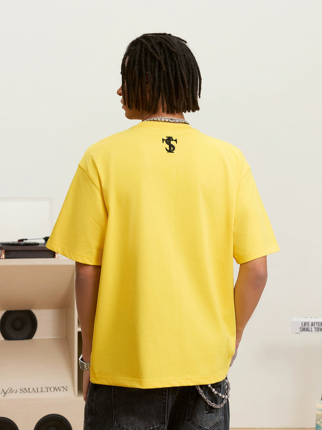 Small Town Kid Pearl Embroidered Leather Patch Tee | Face 3 Face