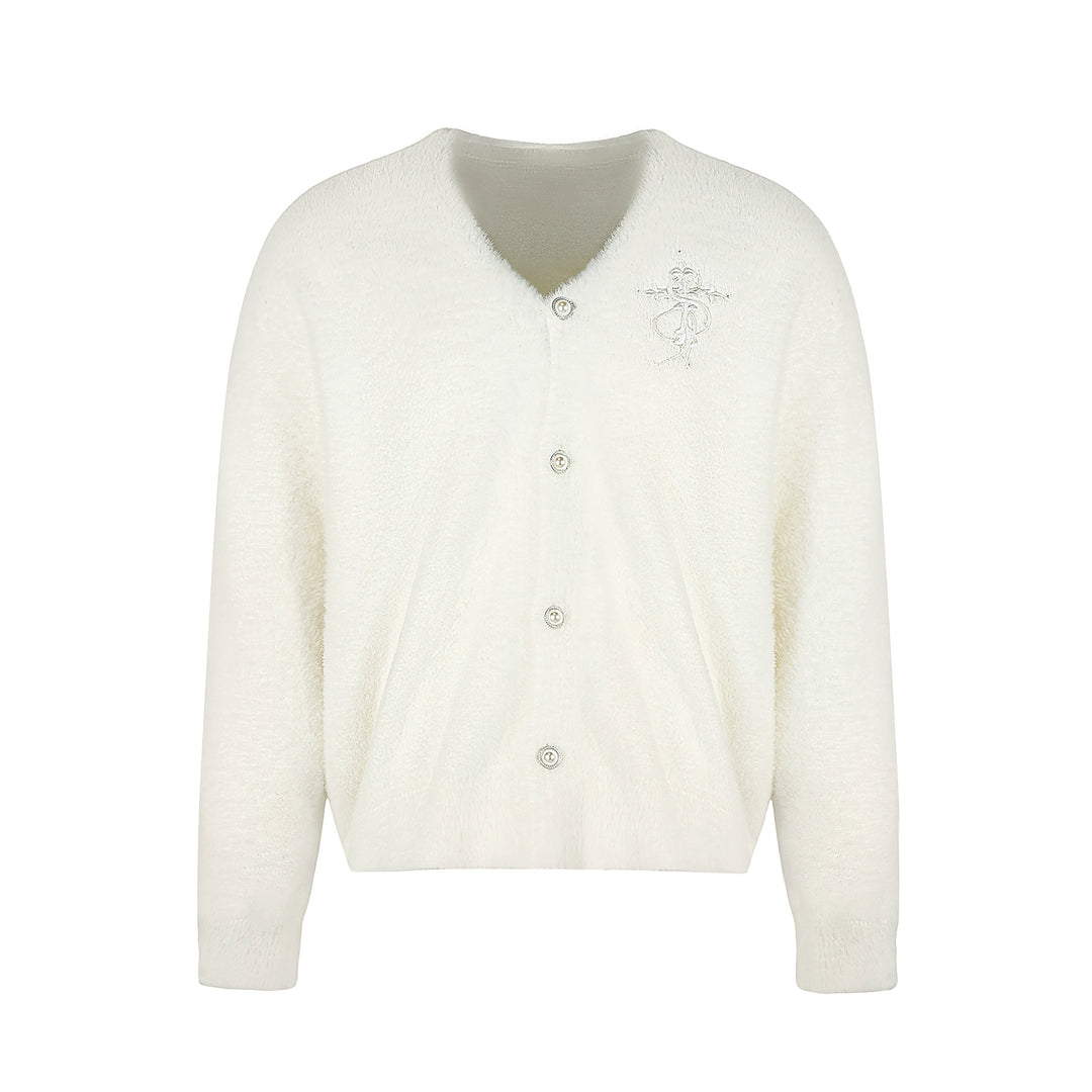 Small Town Kid Imitation Mink Pearl Button Knit Cardigan | Face 3 Face