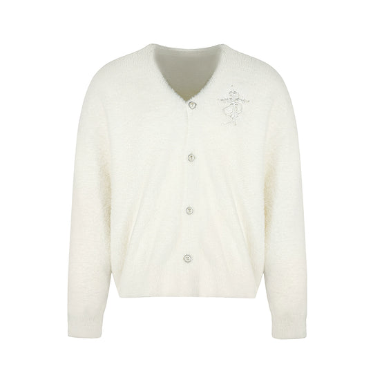 Small Town Kid Imitation Mink Pearl Button Knit Cardigan | Face 3 Face