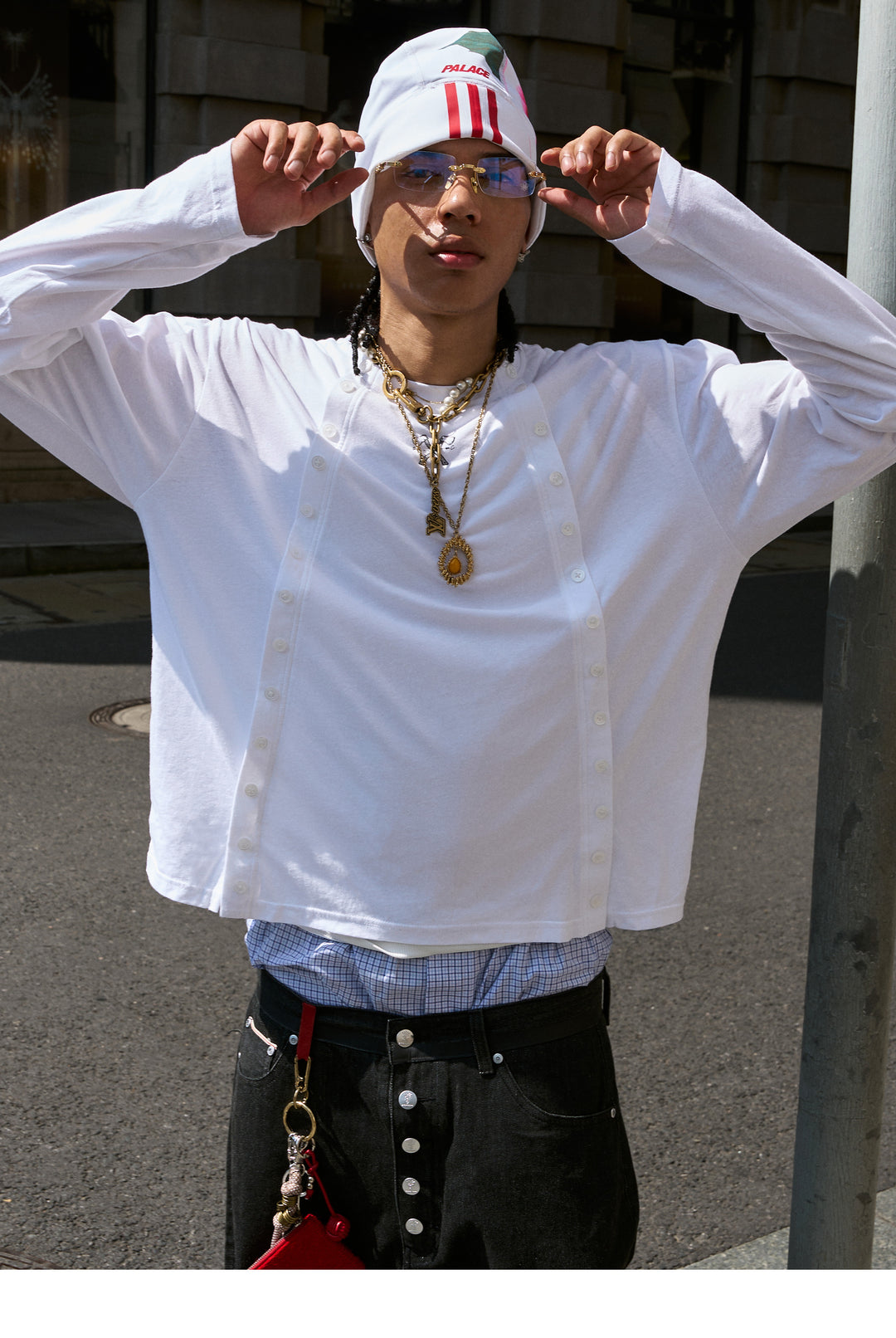 STEEPC Structured Print Double Breasted Long Sleeve Tee | Face 3 Face