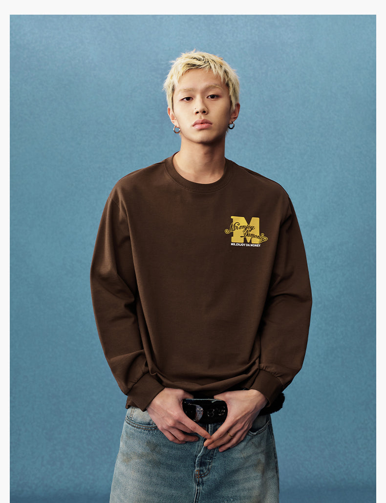 MEDM Basic M Logo Printed Long Sleeve Tee | Face 3 Face