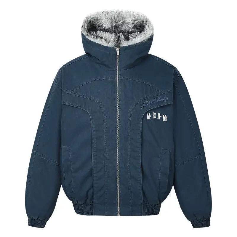 MEDM Fur Lined Washed Work Hooded Jacket | Face 3 Face