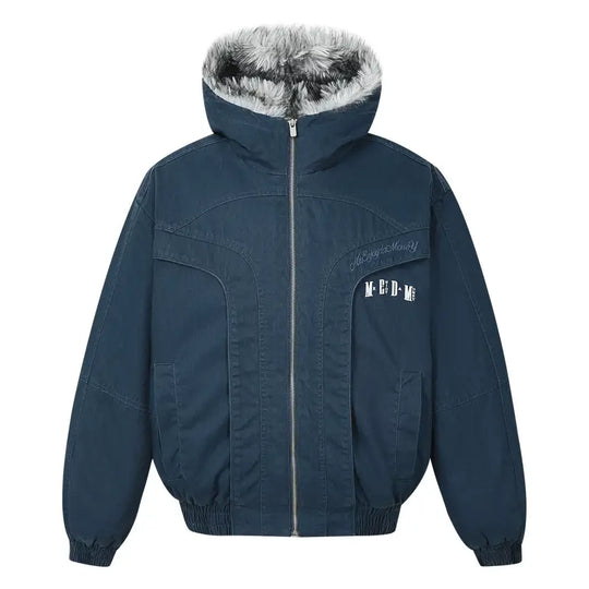 MEDM Fur Lined Washed Work Hooded Jacket | Face 3 Face